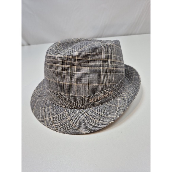 Stetson Other - Stetson Fedora Hat Cap Fitted Men's M Gray Plaid Linen Lined Summer Casual
